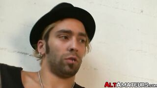 Sexy tattooed amateur jock jerks off while voyeur watches