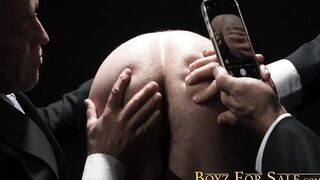 Twink Jack Waters spit roasted by horny studs Ace Banner and Master Saint