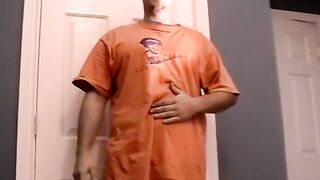 Chubby amateur makes himself hard and masturbates vigorously
