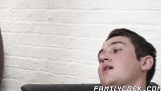 Bearded hunk bangs petite teen from behind until he cums