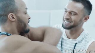 Jock DIllon Diaz cums hard while I prick his black ass using my white cock