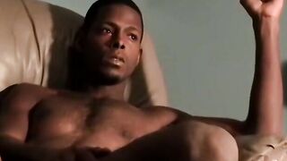 Handsome ebony deviant Joey masturbates before cumming
