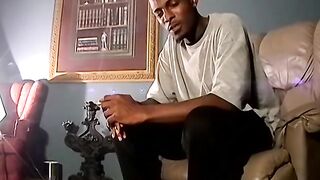 Handsome ebony deviant Joey masturbates before cumming