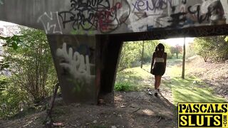 Submissive English slut fucked hard and rough with creampie