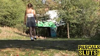 Submissive English slut fucked hard and rough with creampie