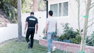 Bearded security guard XL pokes Travis Yukarins bouncy ass using his big black baton