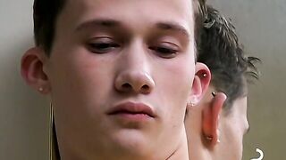 Cute chainsmoker stroke his cock as he blows smoke clouds