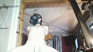 Slave Nina. Tied, gasmask, shaved and penetrated