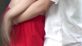 Young Japanese babes touching each others pussy in public