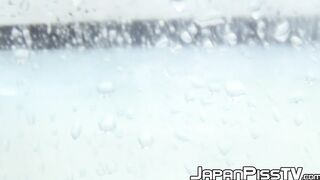 Pretty Japanese brunettes pissing while hidden camera films