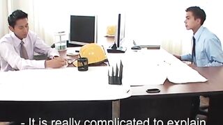 Two cock hungry Latino twinks screwing at the office