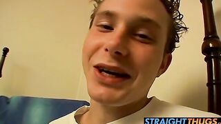 Straight thugs Billy and Jacob love collecting cum in a cup