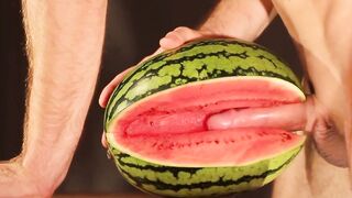 Muscular Stud Fucks and Cums on Watermelon