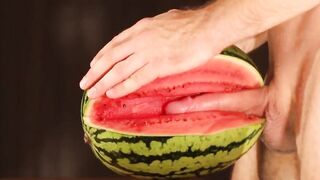 Muscular Stud Fucks and Cums on Watermelon