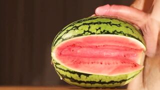 Muscular Stud Fucks and Cums on Watermelon