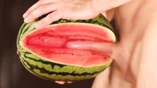 Muscular Stud Fucks and Cums on Watermelon