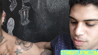 My tatted boyfriend Kendro runs his mouth up and down to lean Aquiles boner