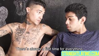 My tatted boyfriend Kendro runs his mouth up and down to lean Aquiles boner
