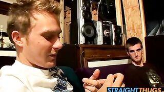 Straight thugs Billy and Duke wanking off in the attic
