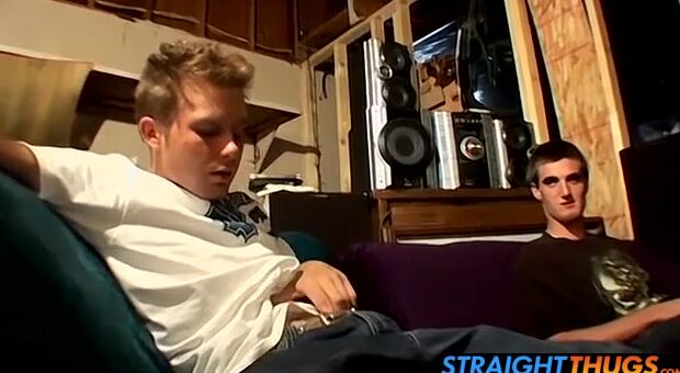 Straight thugs Billy and Duke wanking off in the attic