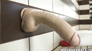 Manuel Deboxer stuffs big dildo in his ass while jerking off