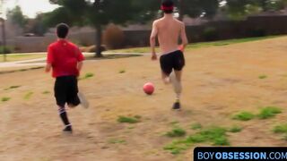 Youthful mates stroking cocks until shooting a heap of jizz