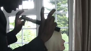 Old pussy and facial penetration by a black hairdresser