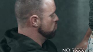 Tattooed jock Michael Roman willingly endures getting ravaged by a black dick