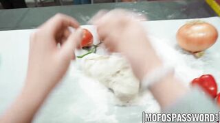 Brunette Serena Hill craves cock even if she gets caught sucking it