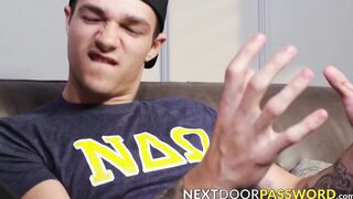 Hottie Jayden Marcos deepthroats the hard dick of Carter Woods before giving him a ha