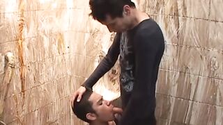 Drunk latino twink gets pissed on and smashed in bathroom