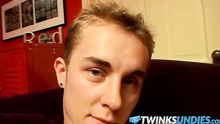 Handsome twink Kelly Cooper jerks off under his panties