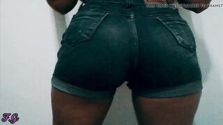 F.G Natural huge butt into tight jean undressing and bouncing
