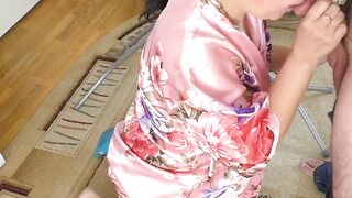 Cougar has a g-string under her skirt. Alal and oral sex