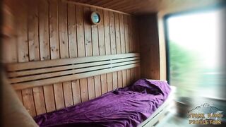 Young bro jerks off his stepsister's underwear inside the sauna