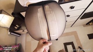 Step sister gave her incredible sexy butt into stockings
