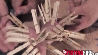 Famed fetish fiend Nick Piston was bound up in knotted ropes by a hot muscled guy