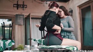 Emma Rose and Leana Lovings cafe fuck sesh