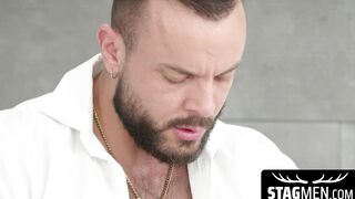 Hairy stag Sir Peter splatters his sticky cum on my innocent face