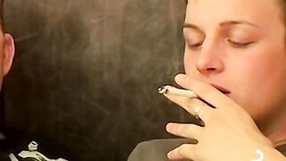 Alluring lover spreads his ass while he smokes a cigar