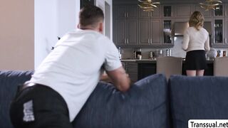 Roman Todd lets TS Blake bend over and fuck her ass