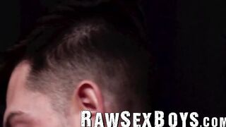 Twink bottom Ethan Tate bends over as hung and muscular Jordan Starr breeds him raw