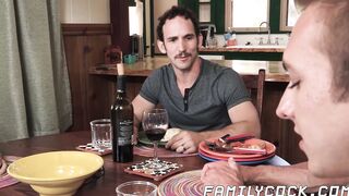 Hot bareback foursome with horny daddies and kinky stepsons