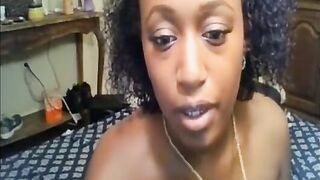 Black Beauty Pleases Her White BF on Webcam