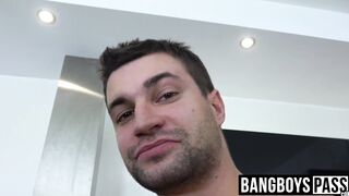 Young hunk with massive cock barebacking an old dude hard