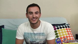 Handsome straight guy masturbates with his big cock solo