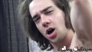 Long haired cutie Zack Randall plugs dildo into my ass then his cock