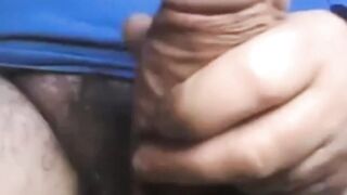 Daddy shows off his thick uncut cock on webcam