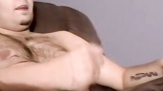 Chubby amateur wanks his cock and gets help from mature gay