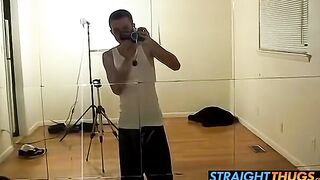 Hung straight thugs Billy and Noah jerking their big cocks